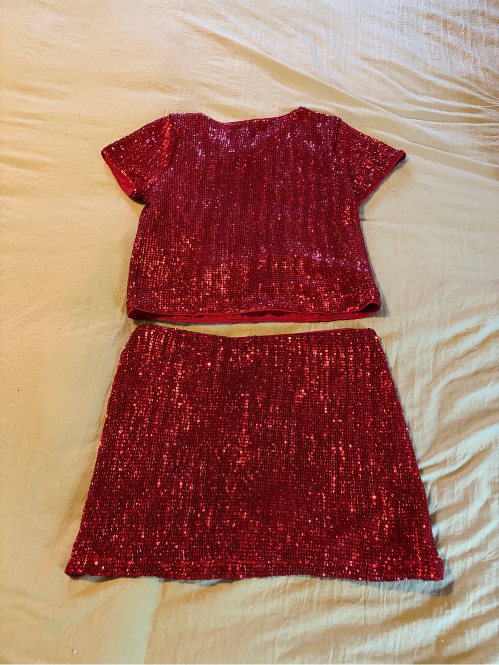 Lulu's Burgundy Sequined Two-Piece Skirt Set - Picture 4 of 6